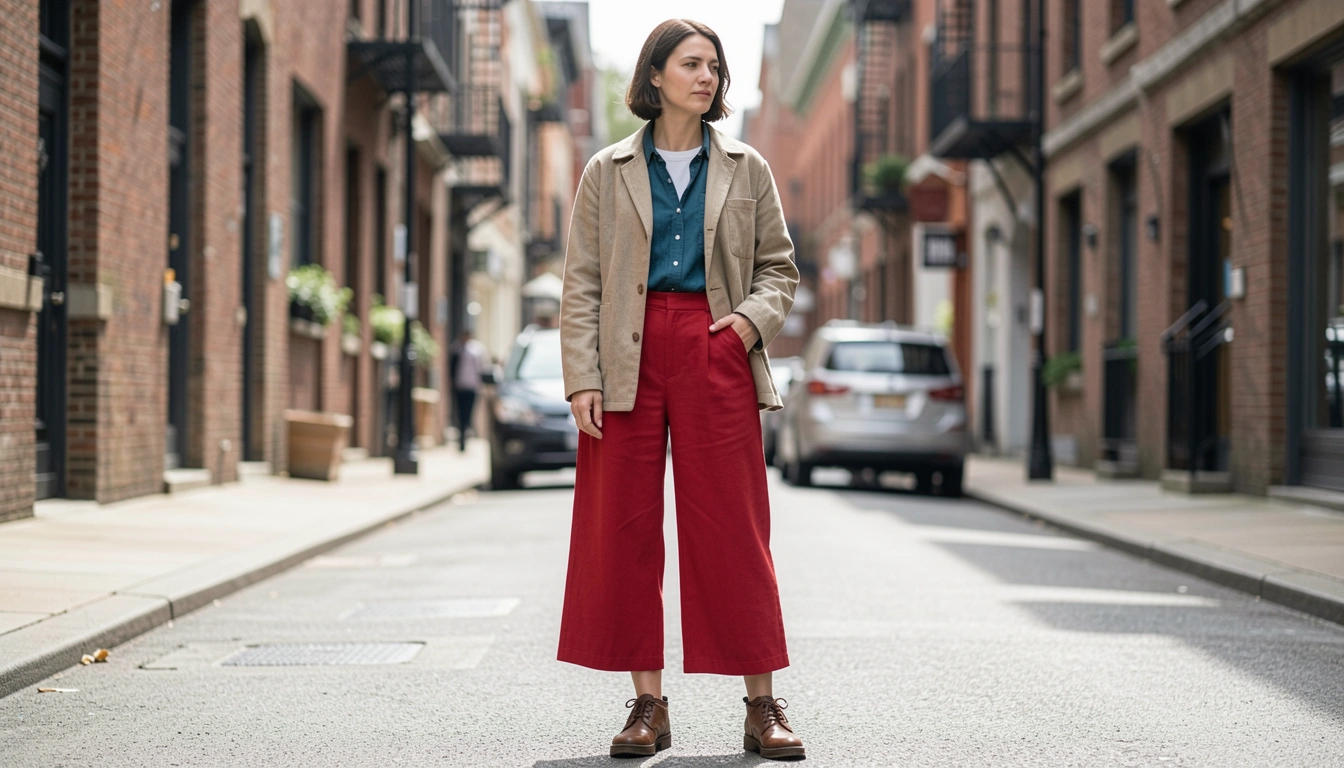 How To Make Red Culottes Outfit Street Style